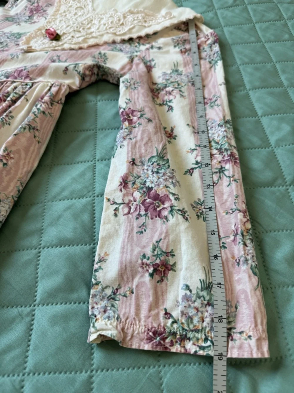 Vintage Bryan Girls Floral Dress Lace Collar Prairie Cottagecore Pink Size 7